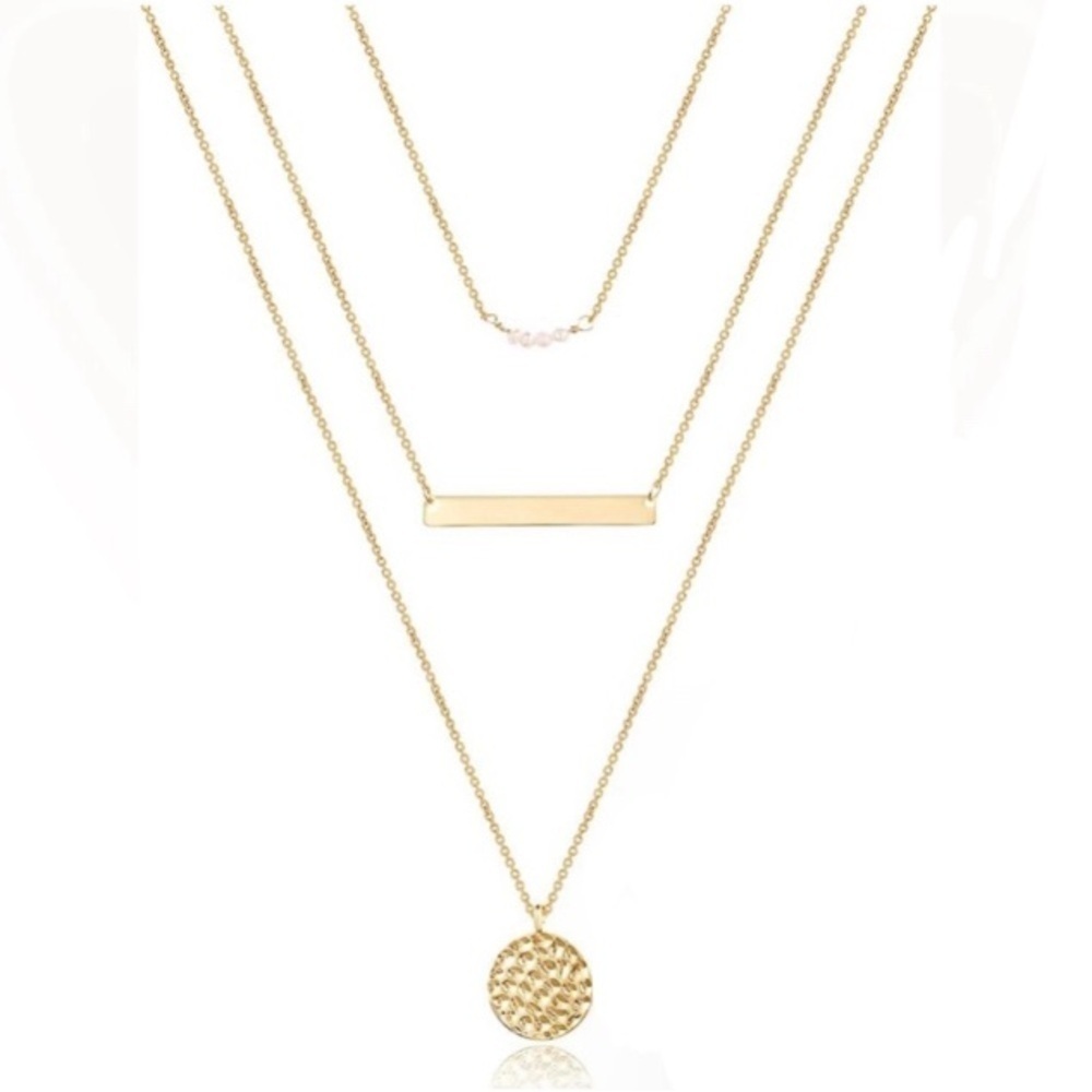 Women’s Necklace 14K Gold Plated Pendant three piece necklace for women